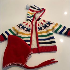 Hannah Andersson Gnome Jacket and Hat. Jacket size is 6-12 months and hat 6-9